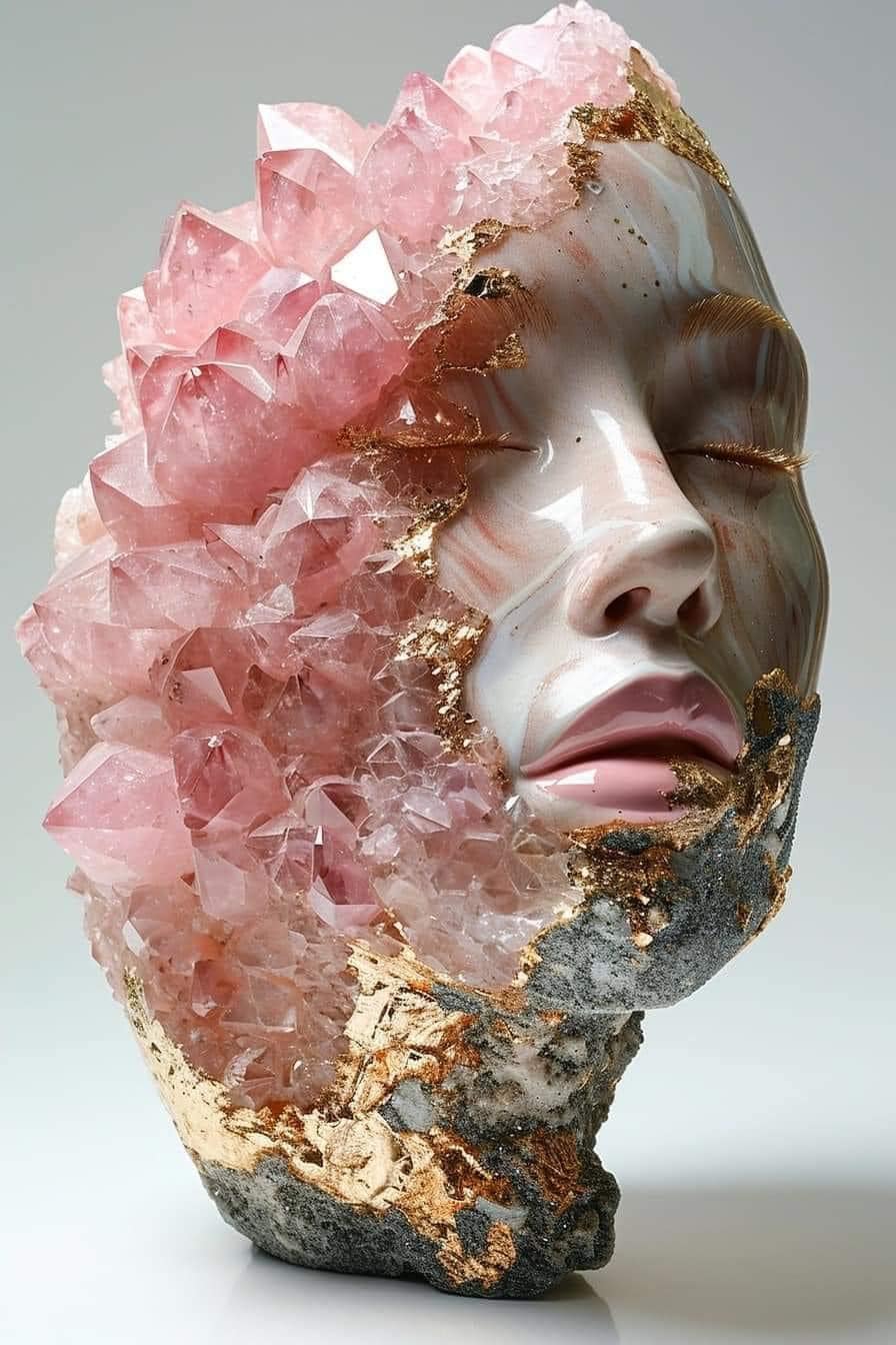 Crystal and porcelain sculpture depicting a Higher Self Beauty